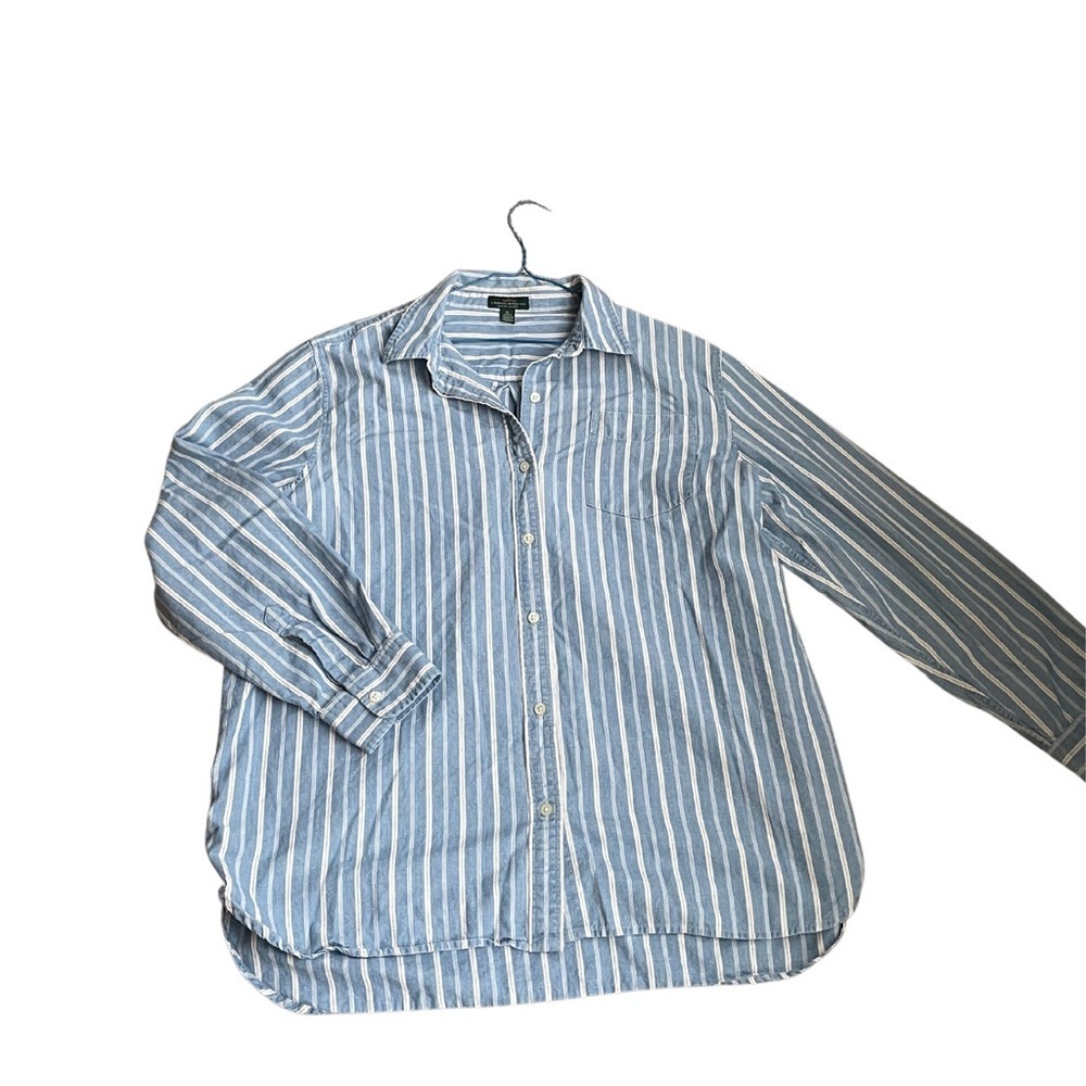 Lauren Ralph Lauren 100% Cotton Light Blue And White Striped Long Sleeve…